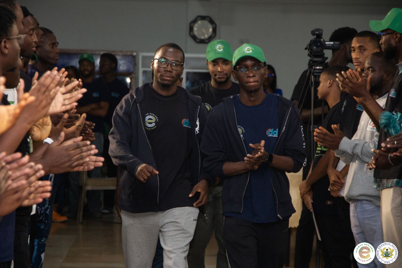 RedTeam-TG on stage, applauded by the other teams after the ECOWAS Grand Final 2026 results